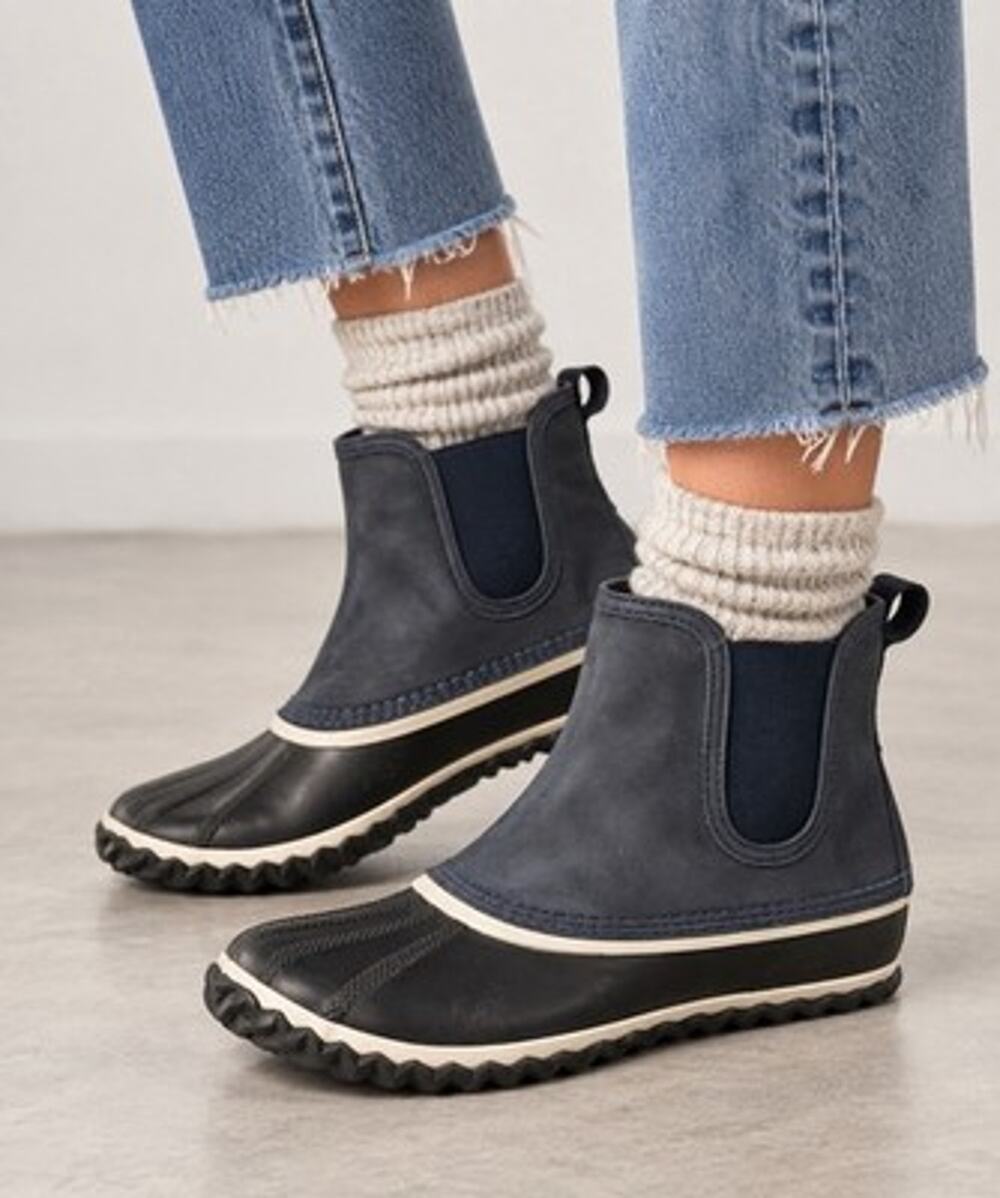 Sorel Womens Out N About Chelsea Duck Boots Waterproof Navy Rain Booties Sz 9.5
